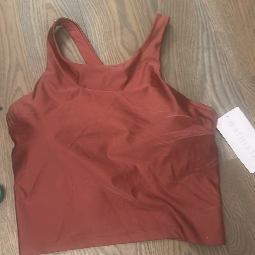 Red Rock Matte Sheen  ATHLETA Purpose Crop Bra D-dd cups NWT - Picture 4 of 7